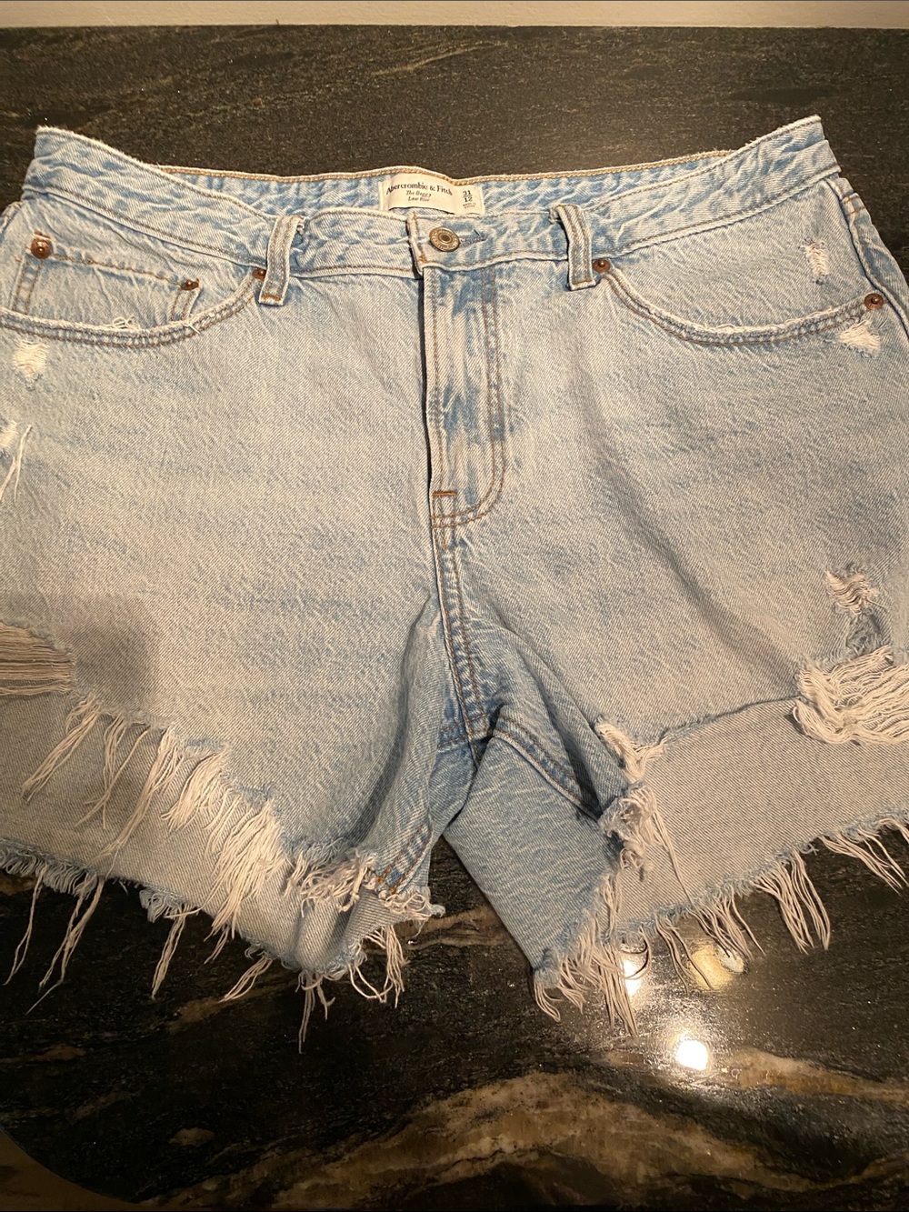 Abercrombie & Fitch Light Blue Distressed Denim Cutoff Shorts